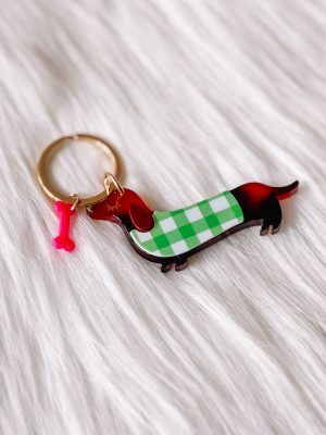 Hond groen sleutelhanger