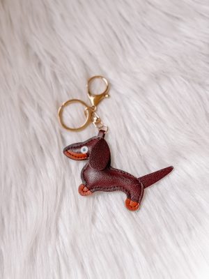 Hond sleutelhanger bruin