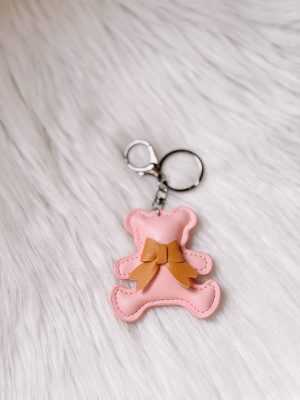 Beer sleutelhanger roze