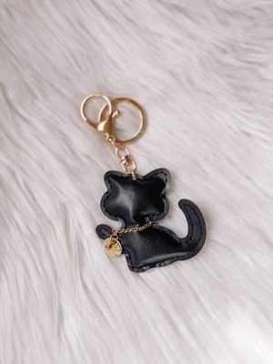 Kat sleutelhanger zwart
