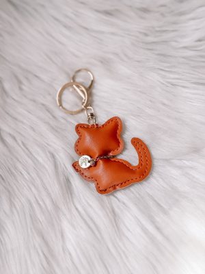 Kat sleutelhanger bruin
