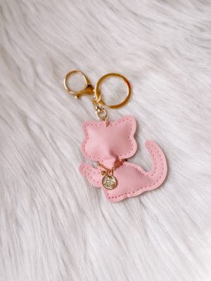Kat sleutelhanger roze