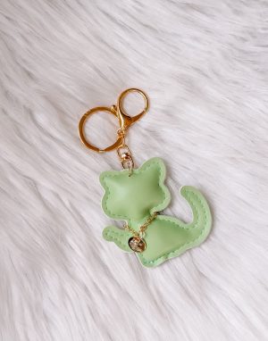 Kat sleutelhanger groen