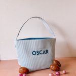 Gepersonaliseerde paasmand met strepen blauw