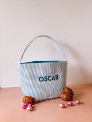 Gepersonaliseerde paasmand met strepen blauw