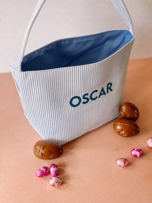 Gepersonaliseerde paasmand met strepen blauw - Afbeelding 2