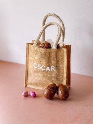 Gepersonaliseerde paasmand in jute