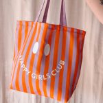 Totebag happy girls club gestreept