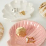 Glazen schelp display roze