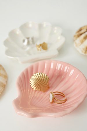 Glazen schelp display roze