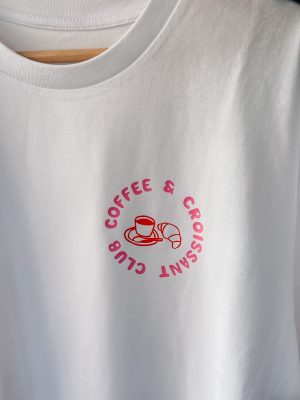 T-shirt coffee & croissant club blauw/groen - Afbeelding 3