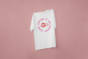 T-shirt coffee & croissant club rood/roze
