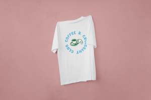 T-shirt coffee & croissant club blauw/groen